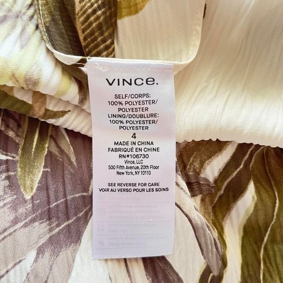 Vince Tropical Garden Flowers Palm Trees Print Crepe Midi Skirt Size 4 - Picture 10 of 10